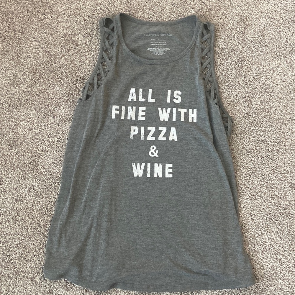 Pizza and Wine tank top large